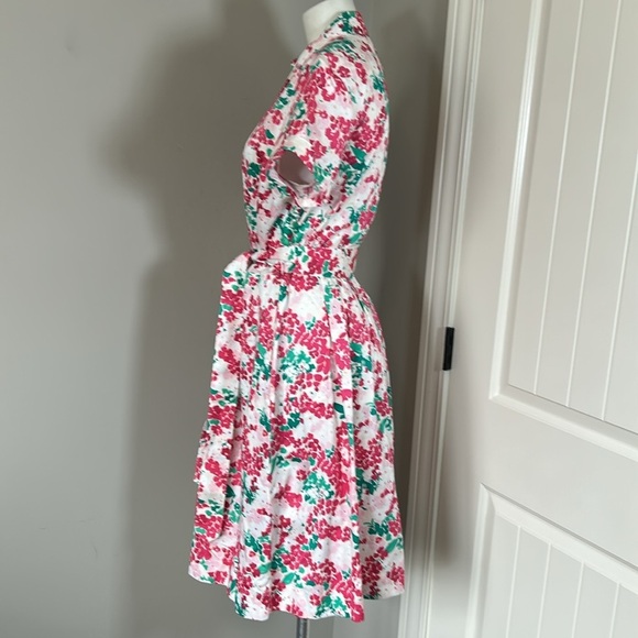 Brooks Brothers Shirt Dress Short Sleeve Cotton Pink Floral Pockets Sz 12 NEW - Picture 7 of 14
